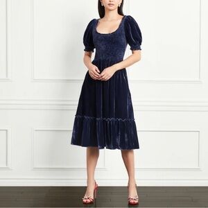 Hill House Midnight Blue Velvet Midi Nap Dress